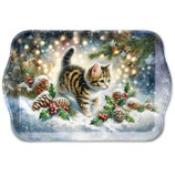 Tablett "Cute Cat in the Snow"