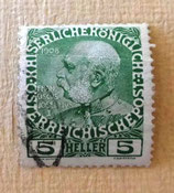 Briefmarke - 60-jähriges Regierungsjubiläum Kaiser Franz Joseph - 5 Heller - 1908