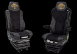 BEZÜGE MAN TGX TGS 2007- PRESTIGE FAHRERSITZ ISRI ARMLEHNEN RÜCKENLEHNE GLEICH (BEIFAHRERSITZ OHNE GURT) SCHWARZ KUNSTLEDER/SCHWARZER VELOUR