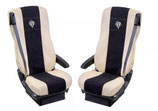 BEZÜGE DAF XF 105/106 2012- (FLUGSITZE) 1+1, BEIGE-KUNSTLEDER/SCHWARZER CORD