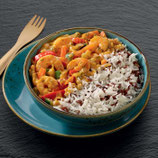G354 - Curry rouge de crevettes et duo de riz