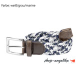 Gürtel CASUAL geflochtenes, elastisches Material, Farbe: weiß/grau/marine, Länge 90cm