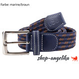 Gürtel "Every Day" geflochtenes, elastisches Material, Farbe: marine/braun, Länge 120cm