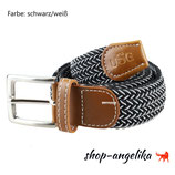 Gürtel BREEZY, geflochtenes, elastisches Material, Farbe: schwarz/weiß