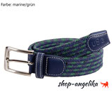 Gürtel "Every Day" geflochtenes, elastisches Material, Farbe: marine/grün, Länge 120cm