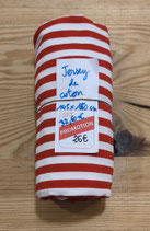 Coupon - Jersey de coton - Rayures rouge/blanc - 145 x 150 cm