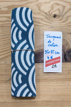Coupon - Jacquard de coton - blanc et bleu turquoise - 35 x 85 cm