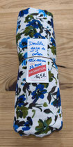 Coupon - Double gaze de coton - Fleurs bleues - 195 x 140 cm
