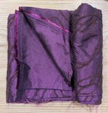 Coupon tissu haute couture brodé prune