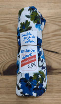 Coupon - Double gaze de coton - Fleures bleues - 95 x 100 cm