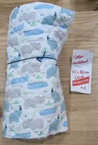 Coupon matelassé réversible - animaux fond blanc - 55x80