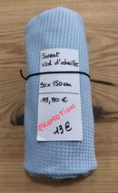 Coupon - Sweat Nid d'abeilles - Bleu ciel - 90 x 150 cm