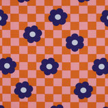 Sweat brossé Fleurs et carreaux - Orange