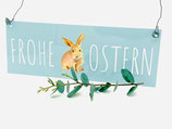 Türschild Metall Frohe Ostern bleu wetterbeständig