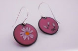 Small Round Sterling White Daisy Earrings in Sterling Silver