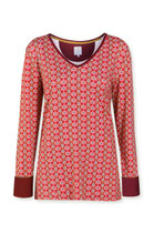 Pip Studio Homewear, Long Sleeve 'Cross' -Flower Red- Größe L