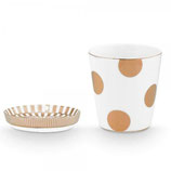 Pip Studio Becher mit Teebeutelablage 'Dots Delight' -White/Gold-