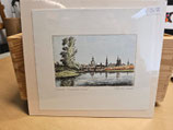 Original Druckgrafik "Dresden-Pieschener Winkel", handcoloriert, monochrom