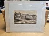 Original Druckgrafik "Elbhangschlösser Dresden", handcoloriert, Sepia