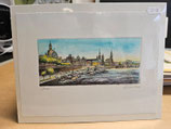 Original Druckgrafik "Terrassenufer Dresden", handcoloriert