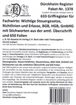 Steuerfachwirt/Prüfung Dürckheim Griffregister Nr. 1378 / Sparpaket
