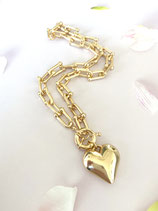 Chocker-Kette, Gliederkette, Herz, goldfarben