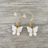 Schmetterling-Ohrhänger, weiß, gold