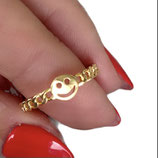 Smiley-Ring, goldfarben, Größe 16