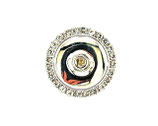 Ring elastisch mit Druckknopfplatte, umrandet mit Strass Steinen