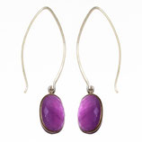 Boucles d'oreilles wishbone Calcédoine mauve