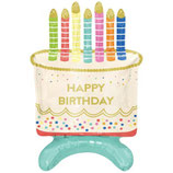 Palloncino in Foil 19" Standups Torta con Candeline "Happy Birthday"