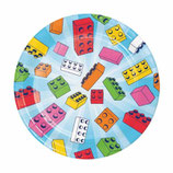 Piatto di Carta 18cm Mattoncini Multicolor "Block Bash" 8pz