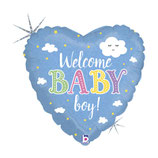 Palloncino in Foil 18" Nascita cuore "Welcome Baby Boy / girl"