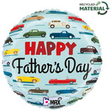 Palloncino in Foil 18" Celeste con Macchine d'Epoca "Happy Father's Day"