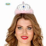 Coroncina Argento con Piume Rosa