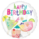 Palloncino in Foil 18" Happy Birthday con Cocktail