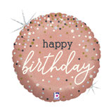 Palloncino in Foil 18" Happy Birthday "Rose Gold Confetti"