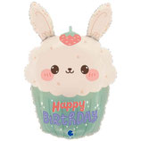 Palloncino in Foil 30" Super Shape Happy Birthday Cupcake Coniglio