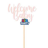 Mini Cake Topper Rosa sagomato "Welcome Baby"