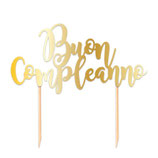 Cake Topper Oro Metallizzato Sagomato "Buon Compleanno" 17cm