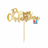 Mini Cake Topper Oro Sagomato "Prima Comunione" 8cm x 4cm