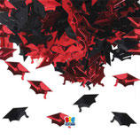 Confetti in Plastica Sagomati Tocco Laurea Rosso e Nero 15gr