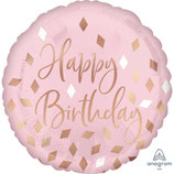 Palloncino in Foil 18" Happy Birthday Confetti Rose Gold