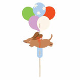 Cake Topper sagomato Bassotto con Palloncini 17cm