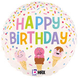 Palloncino in Foil 18" Happy Birthday Gelato "Ice Cream"