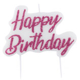 Candelina "Happy Birthday" Glitter Fucsia