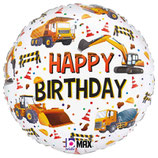 Palloncino in Foil 18" Happy Birthday Costruzioni Stradali