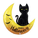 Palloncino in Foil 41" Super Shape Luna e Gatto "Halloween Moon"