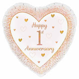 Palloncino in Foil 18" sagomato Cuore 1° Anniversario
