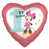 Palloncino in Foil 18" Cuore Minnie "1st Birthday"